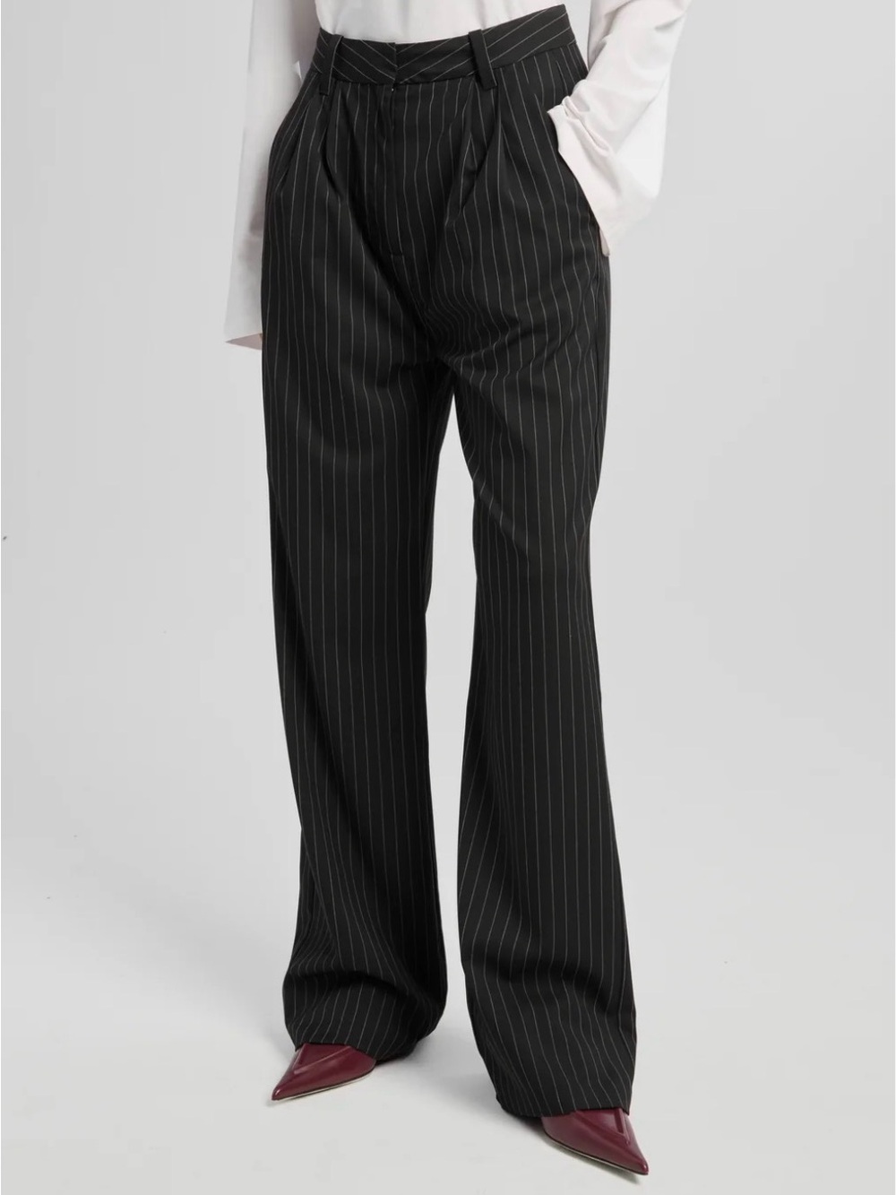 Women's Black Pinstripe Trousers